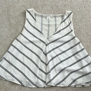 Club Monaco Flowy White + Black Stripped Top